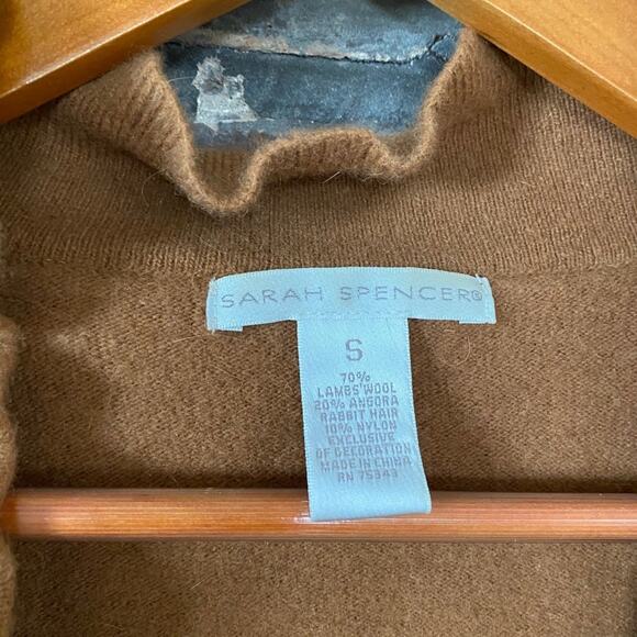 Sarah Spencer Wool Angora Ruffle‎ Cardigan Burnt Orange Sweater Size S - Picture 2 of 4